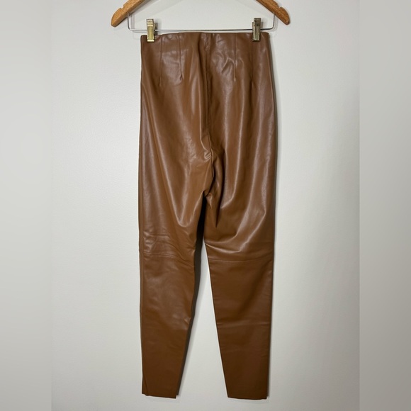 Zara Camel Brown Faux Leather High Waisted Pants Neutral Business Casual Size XS - Picture 8 of 8